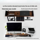 H20 North American Black Walnut Laptop Stand Modular Sliding Monitor Riser Ergonomic Desk Organizer for Computer & Notebook Base