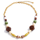 Yhpup 2026 New Arrivals Wood Bead Chain Handmade Necklace Waterproof Stainless Steel Fashion Statement Jewelry Gift