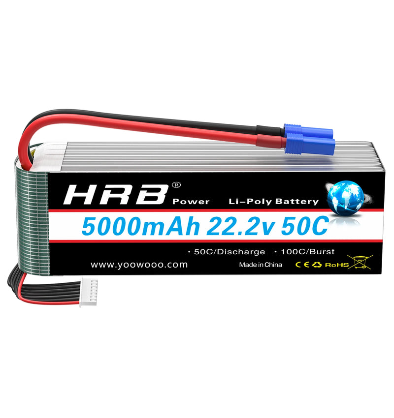 1/2PCS HRB 22.2V 5000mah Lipo Battery 6S Lipo Drone Battery 50C XT90 EC5 Connector for RC Quadcopter Helicopter RC Car Monster