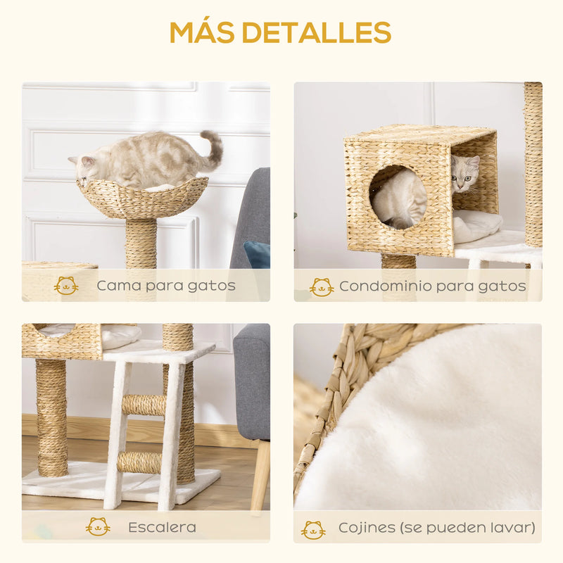 Pawhut Scratching Tree for Medium Cats Height 100.5cm with Cave Top Bed