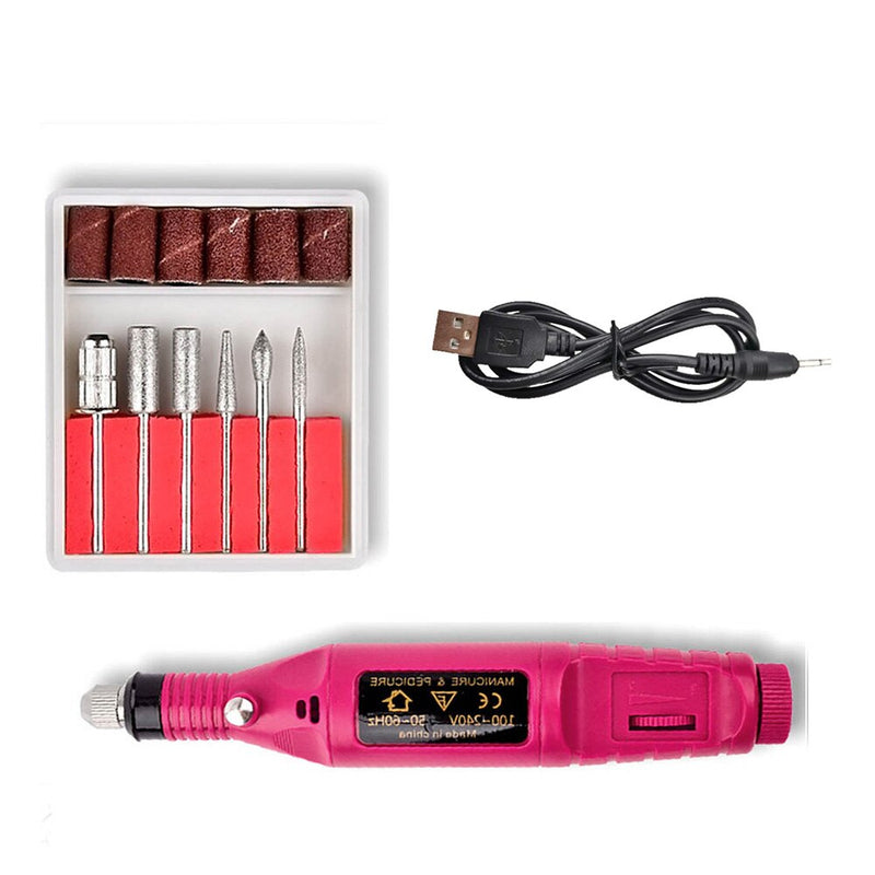 1 Set Portable Electric Nail Drill Machine Manicure Set Pedicure Nail Gel Remover File Professional Strong Nail Polishing Tools