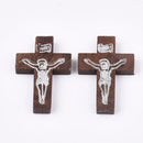 100-200Pcs Wooden Cross Pendants Printed Wood Charms For Easter Jewelry Bracelet Necklace Making Findings Mxied Color