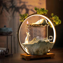 Indoor LED Waterfall Fountain W/ Mist Maker & Warm Light - Home/Yoga Tabletop Zen Water Feature (Deer Motif - Good Luck Symbol)