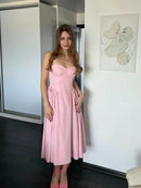 Mingmingxi Women Sleeveless Summer Dress 2025 New Arrivals Elegant Party Dresses Midi Spaghetti Strap Red Birthday Dress