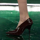 2025 Women's Summer New High Heel Sandals, Pointed Sexy Party Banquet, European and American Large Hollow Sandals