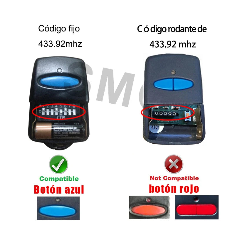 ERREKA RESON 1 / RESON 2 Garage Remote Control Replacement Erreka LUNA 2 / LUNA3 Garage Command 433mhz Fixed Code