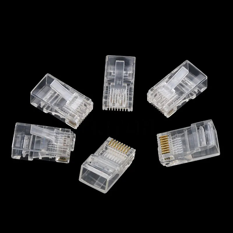 10-100PCS RJ45 CAT5 CAT5e 8P8C Modular Cable Head Plug Adapter Ethernet Gold Plated Network Connector Crystal Heads