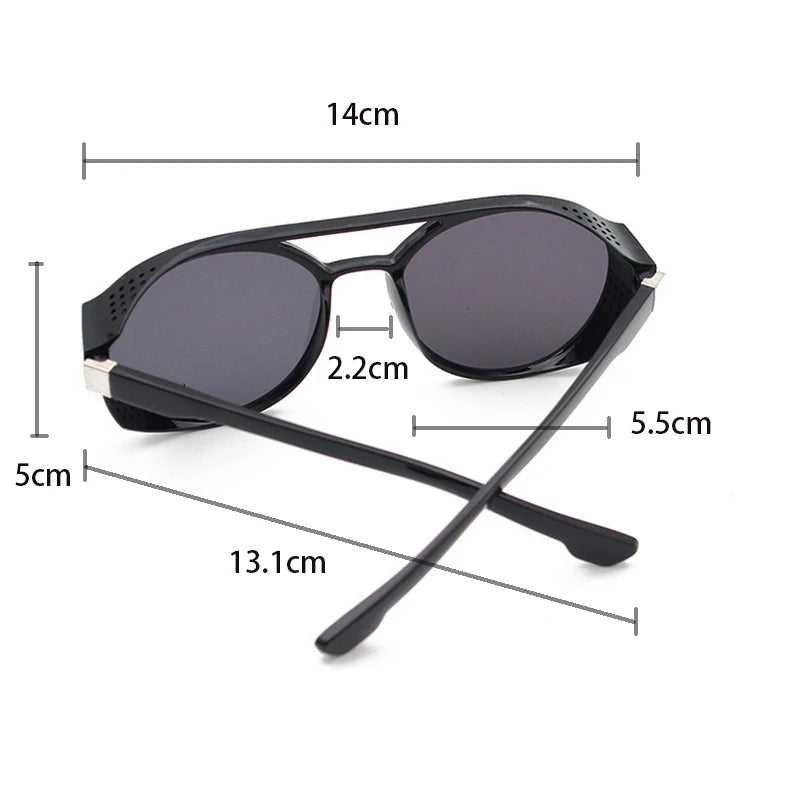 KLASSNUM Steampunk Sunglasses Men Vintage Round Glasses Steam Punk Sun Glasses Women Brand Designer Black Shades 2024 New In