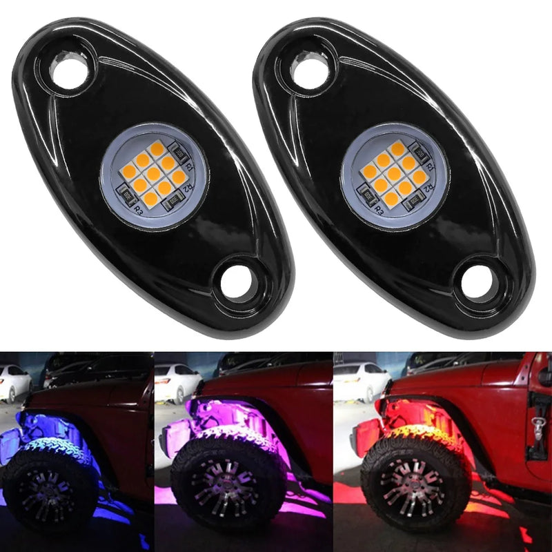 1 Pair Waterproof LED Rock Lights For Jeep Atv Suv Offroad Car Truck Yacht Trail Rig Lamp Underbody Glow