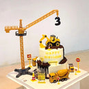 Excavator Crane Tractor Birthday Cake Topper Construction Party Cake Decor Kids Boy 1st Baby Shower One Year Happy Birthday Cake