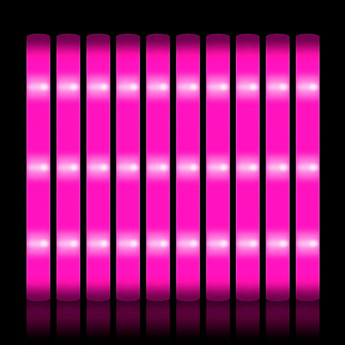 30Pcs Glow Foam Sticks for Wedding Light Up Pink Foam Stick 3 Modes Flashing Glow Wand Birthday Easter Party Supplies Customized