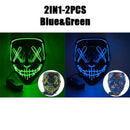 Halloween Horror-Masken LED Gesichtsleuchtmaske Gruselige Scream Leuchtmaske für Karneval Halloween Kostüme für Männer Leuchtet im Dunkeln