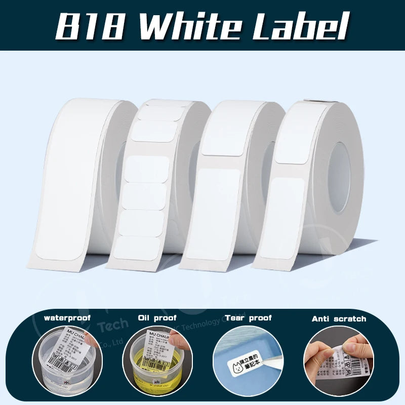 Niimbot B18 White Label Sticker Maintains 10 Years of Heat Transfer Printing Carbon Tape Paper Waterproof and Oil Resistant B18