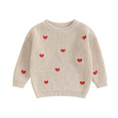 2023-10-12 Lioraitiin 0-18M Baby Mädchen Strickpullover mit Liebesherz-Stickerei Sweatshirt Pullover Tops Kleinkind Valentinstag Kleidung