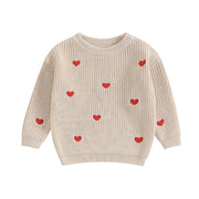 2023-10-12 Lioraitiin 0-18M Baby Mädchen Strickpullover mit Liebesherz-Stickerei Sweatshirt Pullover Tops Kleinkind Valentinstag Kleidung