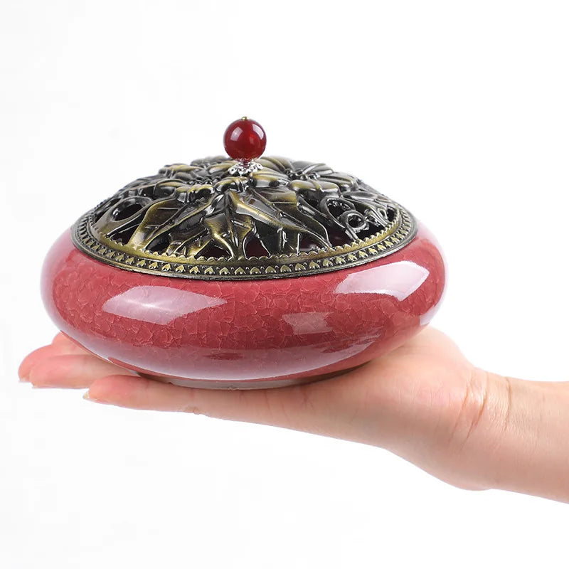 Y The Large Mosquito Coil Tray Living Room Incense Sticks Burner Dragon Sandalwood Ceramic with Lid Home Fireproof Cone Censer