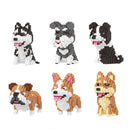 Linkgo Connection Building Blocks Collie Husky Bulldog Corgi Schnauzer 3D Model Animal Dog Mini Bricks Figure Toys For Kid Gift