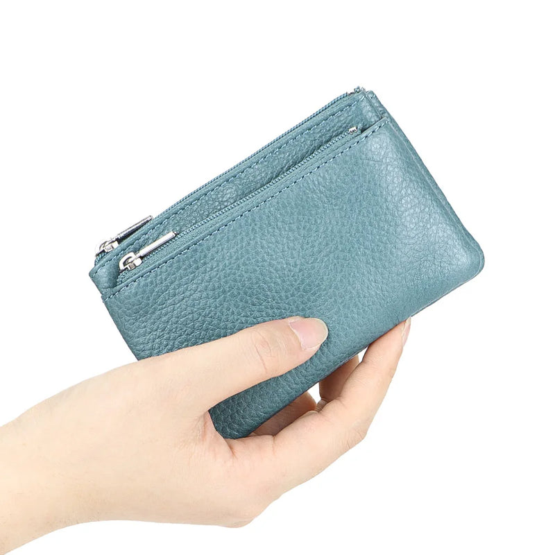 Royal Bagger Mini Leather Coin Purse with Keychain, Multi Storage Bag for Women, Minimalist Coin & Key Zip Wallet 1692