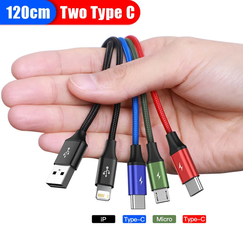 Baseus 4 in 1 USB Type C Cable for iPhone 11 Pro Max 3 in 1 USB Cable USB C Cable for Samsung Xiaomi Note 8 Pro Micro USB Cable