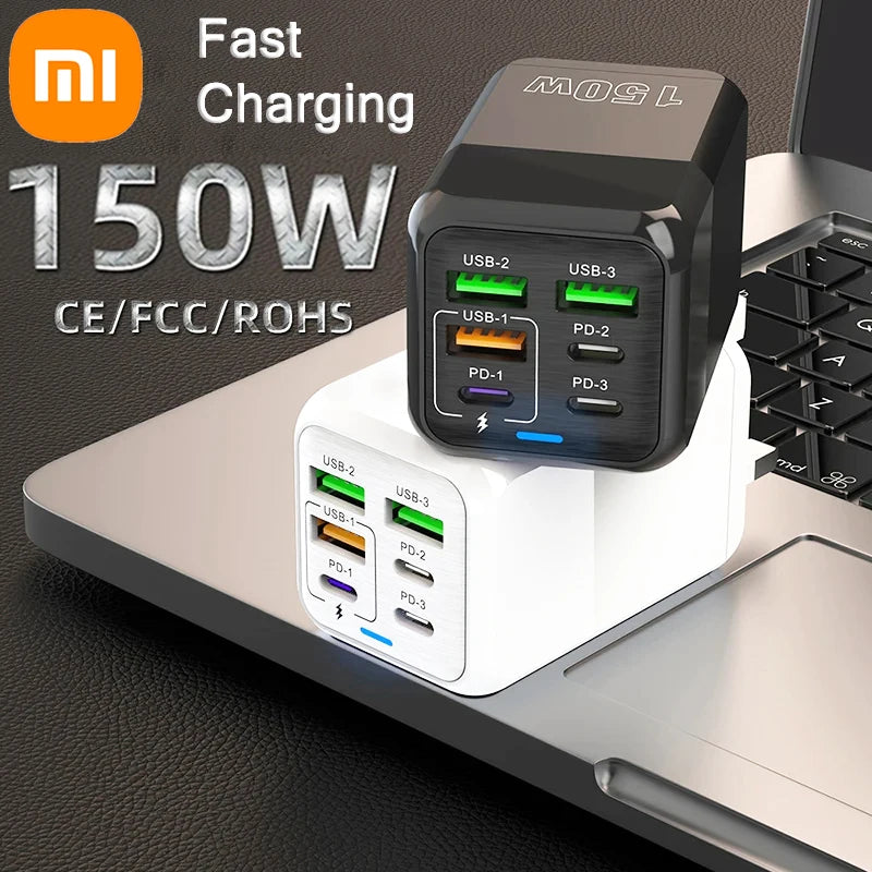 Xiaomi 150W Fast Charger USB Type C PD 6A Cable Fast Charging Quick Charge 3.0 Adapter For iPhone Samsung Oneplus Cellphones
