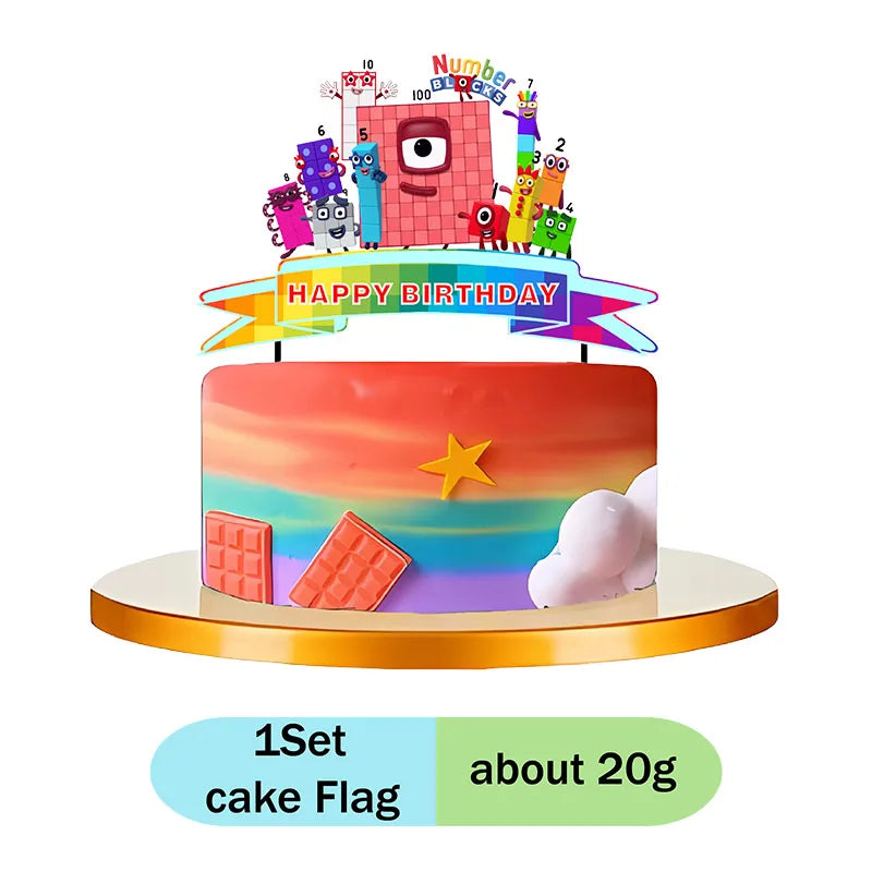 Disney number building blocks cartoon animation table decoration father's day graduacion party stickers decoration anniversaire