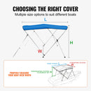VEVOR 3 Bow Bimini Top Boat Cover900D Polyester Canopy with 1" Aluminum Alloy Frame Waterproof and Sun Shade, Includes Storage