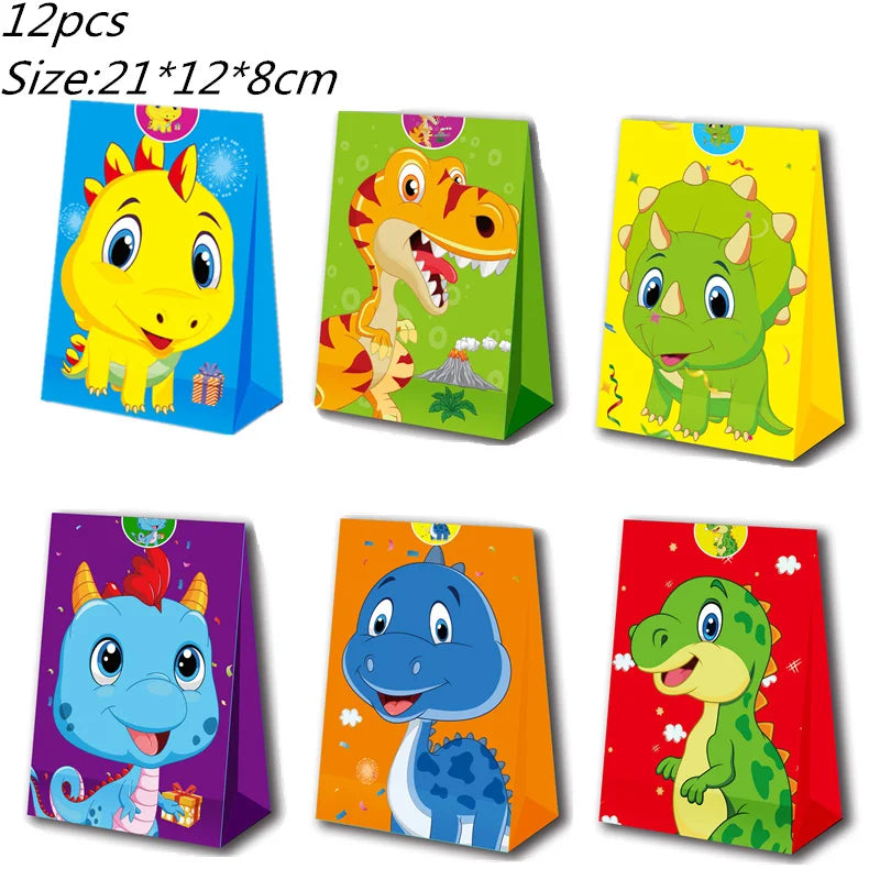 Dinosaur Birthday Disposable Tableware Set Dinosaur Plates Cups Napkins Banner for Boys Dinosaur Party Decoration Jungle Safari