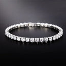 Luxuriöse Hip-Hop Iced Out 4mm Zirkonia Kristall Tennisarmbänder für Damen und Herren in Gold- und Silberfarbe, Armbandkette, Schmuck