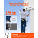 VEVOR Telescoping Ladder Stainless Steel Extension Multi-Button Retraction Collapsible Ladders 375LBS Capacity & Non-Slip Feet
