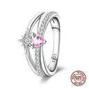 Neue Valentinstagsringe Süße Rosa Zirkon Prinzessin Schleifen Größe 7-9 Für Frauen 925 Silberring Romantischer Feiner Schmuck Geburtstagsgeschenk
