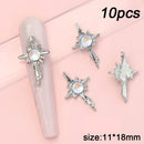 3D luxury zircon Star cross Nail Metal Charms 10pcs mermaid  bead nail jewelry  11*18mm Aolly Nail Art Crystal Gems Decorations