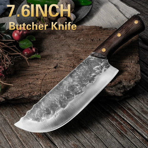 7,6 Zoll handgemachtes geschmiedetes Küchenmesser Metzgermesser Hackbeil Chinesisches Kochmesser 5CR15 Edelstahl