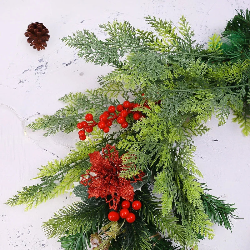 10/1Pcs Artificial Pine Branches Simulation Green Plants DIY Garland Fake Pine Leaves Xmas Tree Ornaments New Year Party Decors