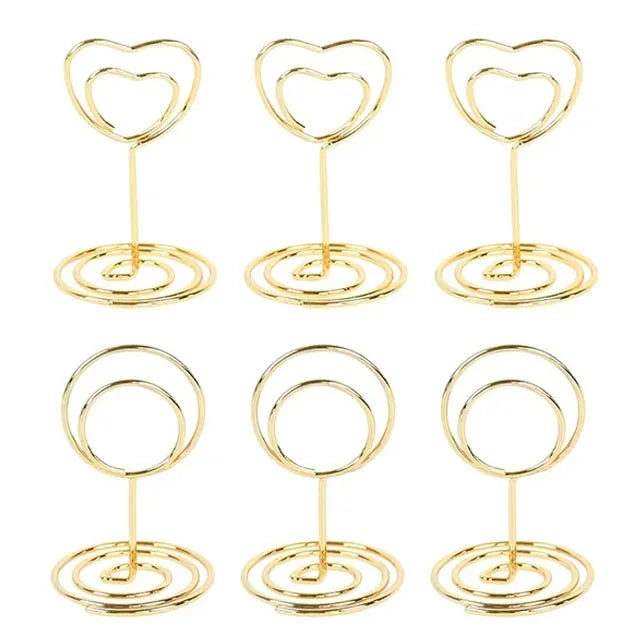 24/1PCS Metal Place Card Holders Photo Clip Stands Wedding Table Number Name Sign Stand Birthday Party Home Decoration Supplies