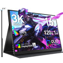 EVICIV OLED 16" 3K Portable Gaming Monitor 120Hz 1ms 500 Nits 100% DCI-P3 100000:1 HRD USB C HDMI For Laptop Computer PC Phone