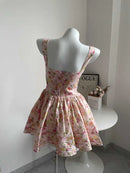 Boho Inspired floral print mini dress for women pintuck details sexy summer dress straps cute hot girl party dresses holiday