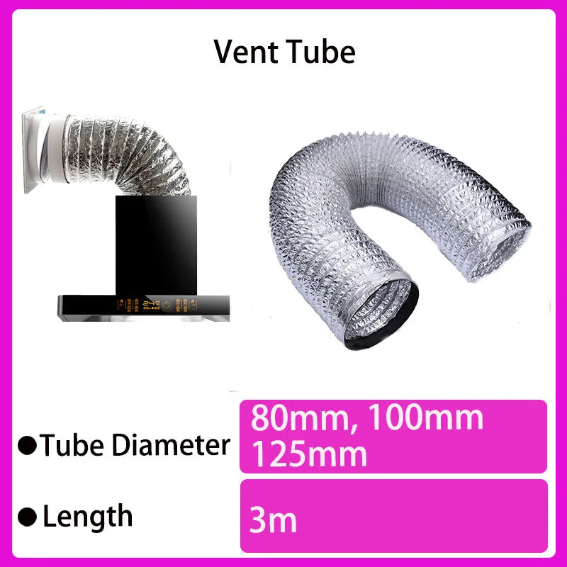 80mm/100mm Aluminum Foil Tube Flexible Ventilation Hose Pipe Air Vent System for Kitchen, Toilet, Hydroponics Extractor Fan Duct