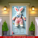 Easter Door Cover Decoration Plush Rabbit Wreath Easter Egg Coloured Ribbon Background Indoor Outdoor Porch Banner Party Supply