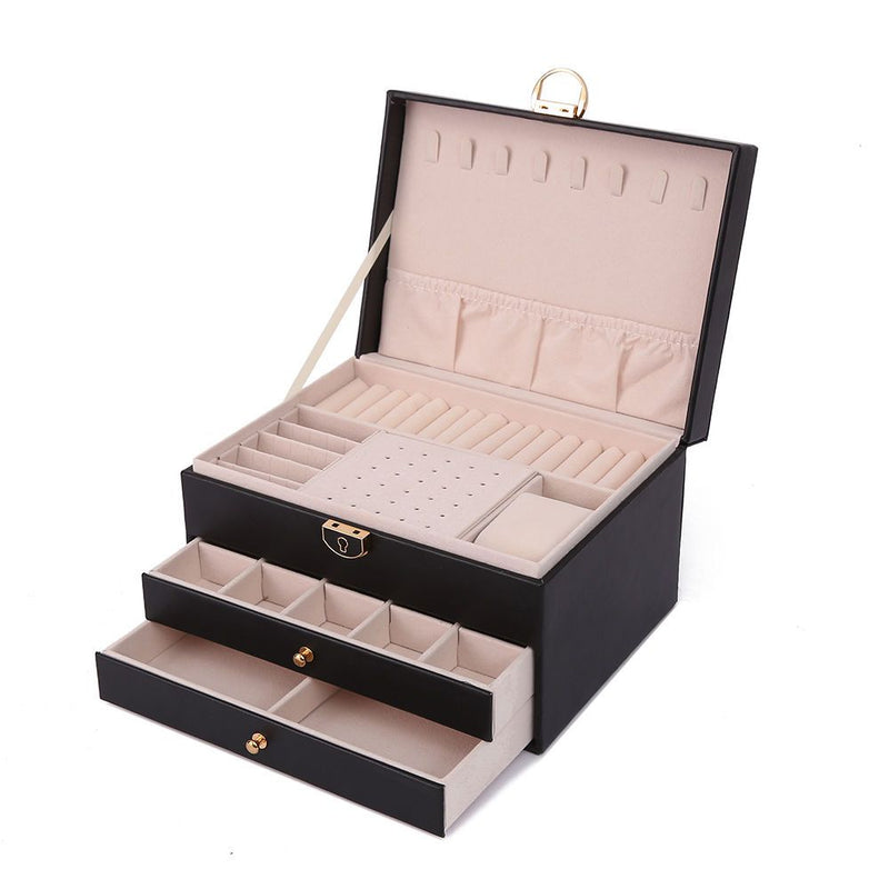 Fashion Design Leather Jewelry Box Watch Case Jewel Package Storage Large Space  Ring Necklace Bracelet Holder Hot Selling