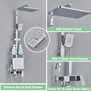 Rozin Black Smart Thermostatic Shower Faucet Set Bathroom Intelligent Rainfall Digital Mixer Tap With Rack and Bidet Bath System