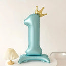 42INCH Blue Crown Number Stand Foil Balloon Large 0-9 Digital Birthday Balloons Wedding Party Gathering Decor Supplies Kids Gift