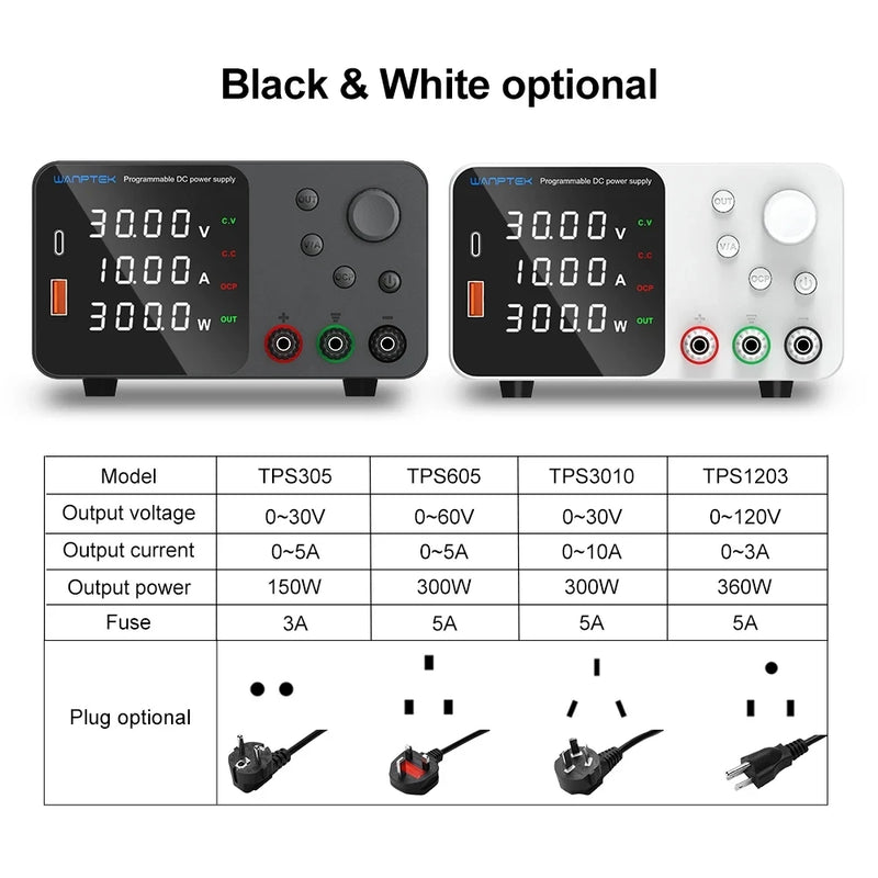 Wanptek Laboratory DC Power Supply Adjustable 30V 10A 60V 5A Regulated Lab 120V 3A Bench Power Supply