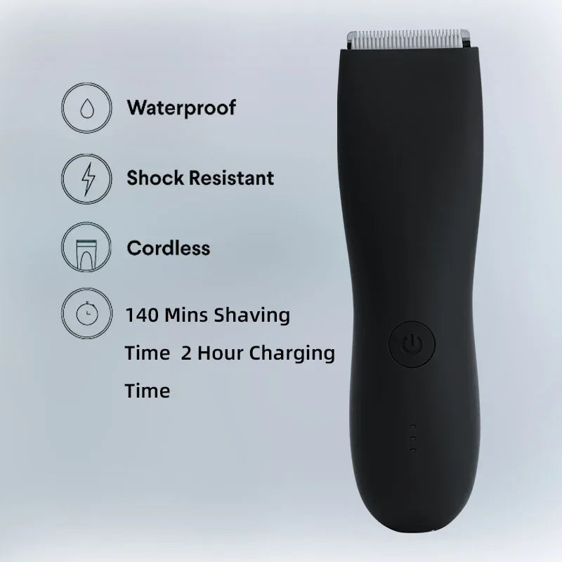 Electric Groin Hair Trimmer Men's Body Grooming Clipper Pubic Epilator Ceramic Blade Waterproof Male Hygiene Razor Safe Shaver