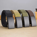 Men's Belt Automatic Metal Buckle Imitation Nylon Webbing Outdoor Work Belt Toothless Automatic Buckle Casual Sports Canvas Belt