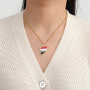 Syria National Map Shapes Drop Oil Color Pendant Necklaces for Women Man Stainless Steel Peace Lovers Jewelry Accessories Gift