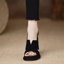 2024 Summer New One-button Sandals, Thick Open Toe Sexy Black Professional 9cm High Heels, Temperament Female Sandals