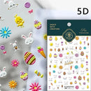 Rabbit Pearl Butterfly 5D Easter Egg Nobility Cute Bunny Soft Relief Self Adhesive Nail Art Decoration Sticker Hot 3D Nail Decal