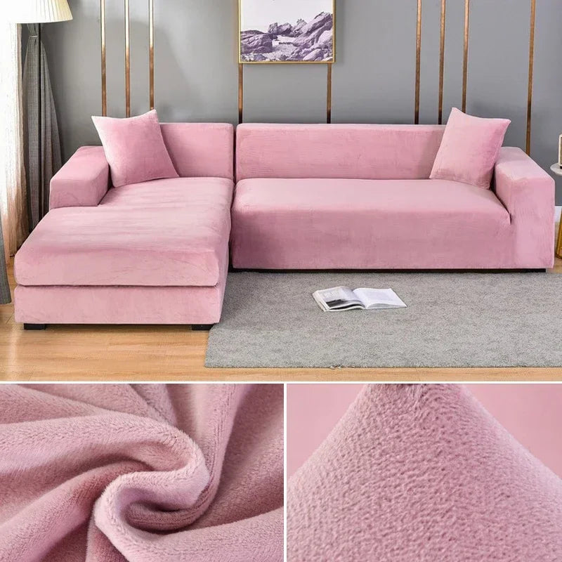 Velvet Sofa Cover Thick Elastic 1/2/3/4 Seater Sofa Cover for Living Room Velvet Plush L Shaped Corner Sofa  Couch Cover