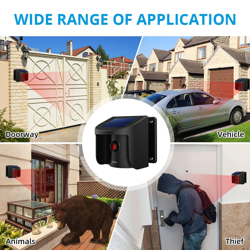 KERUI Wireless Home Alarm Solar Waterproof PIR Motion Sensor Detector Driveway Garage