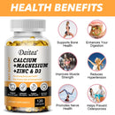 Calcium, Magnesium, Zinc + Vitamin D3 for Healthy Teeth, Bones and Muscles, Heart and Nervous System Health, Immune Function